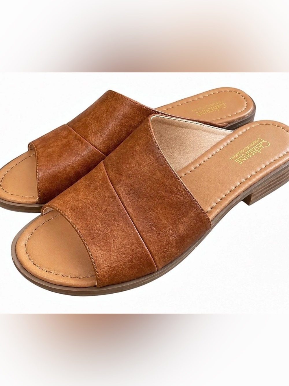 CATHERINE MALANDRINO Brown Slide Sandals Like New